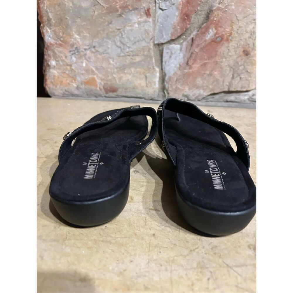Minnetonka Women's Silverthorne 360 Black Leather Sandals Size 8 - Picture 6 of 9